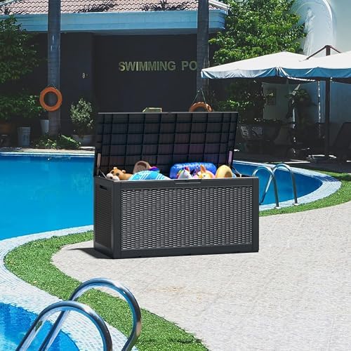 resin outdoor deck storage box waterproof (black, 110, package contents