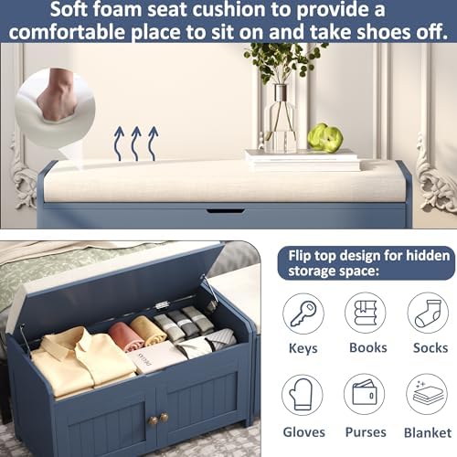 homefort 30" shoe bench with lift top storage showing dimensions