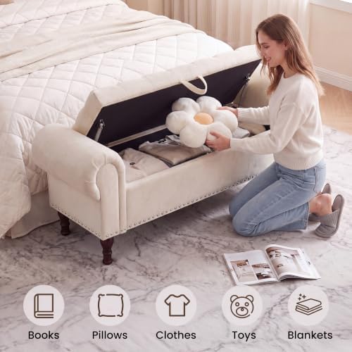 youdenova 60" ottoman with storage, upholstered storage ottoman, package contents