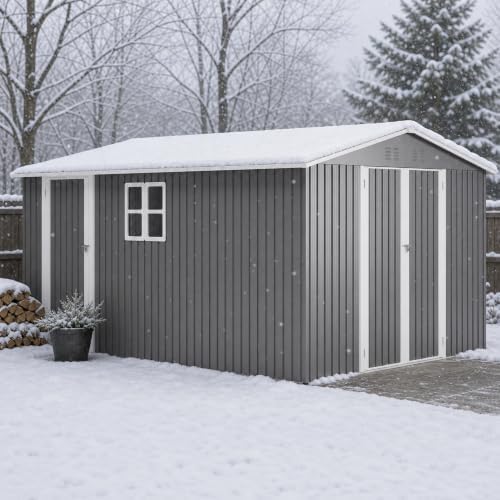 yopto 10x14 ft outdoor storage shed w/floor,metal shed, view 12