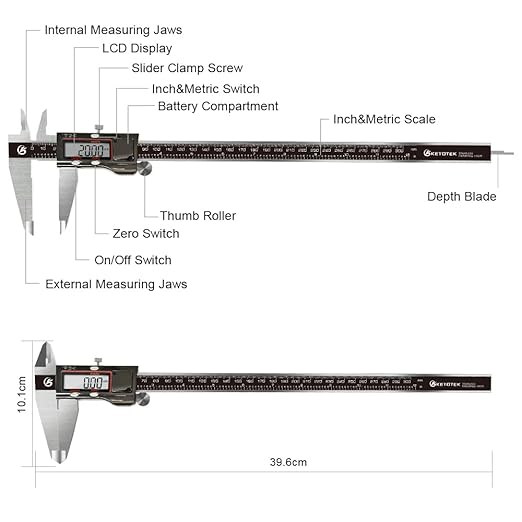 KETOTEK Digital Caliper, 12 Inch/300mm Vernier Caliper Measuring Tool - Image 7