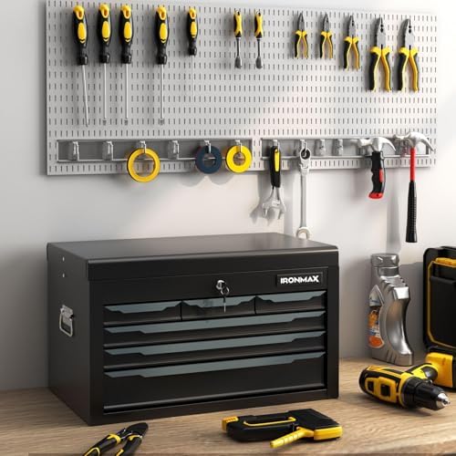 ergomaster steel tool box, 24'' metal tool box, front angle view