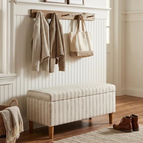 homepop malmo 36" storage bench - gray & shown in use