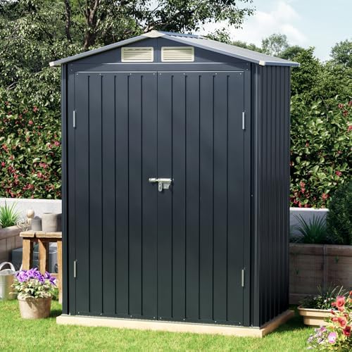 3 ft metal storage shed for backyard,nightblue, side view
