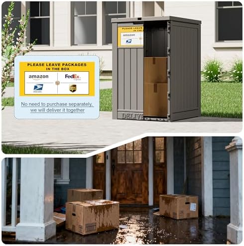 package delivery box for outside, outdoor storage box showing dimensions