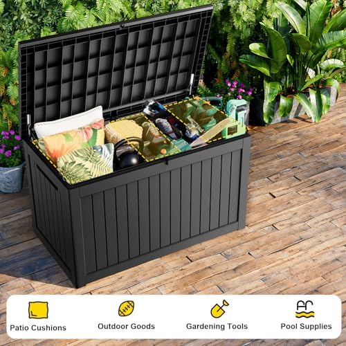 rojik outdoor storage housing deck box-waterproof patio furniture,garden showing dimensions