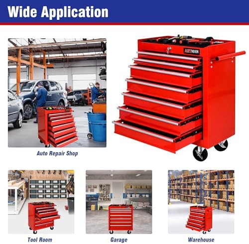 7 drawers rolling tool cart on wheels, multifunctional on a desk or shelf