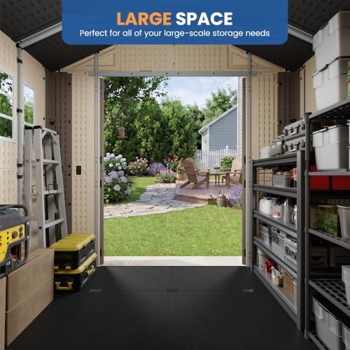 amopatio 8x6 ft outdoor storage shed with floor, side view