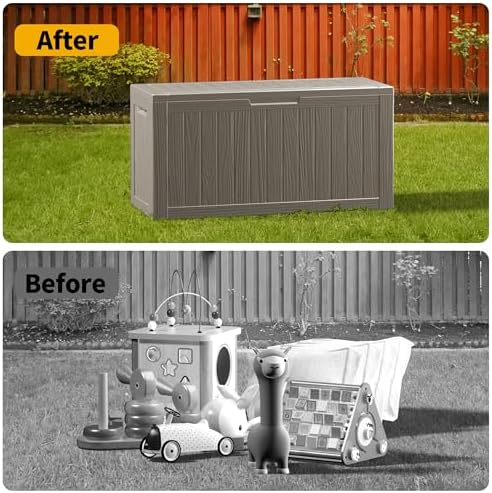 outdoor storage box waterproof, lockable resin 80 gallon, package contents