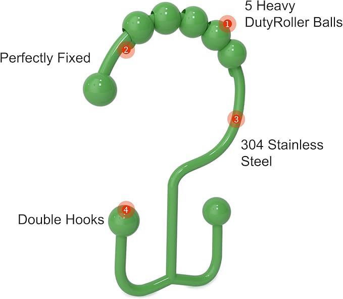 Shower Curtain Hooks, Goowin Shower Curtain Rings, Stainless Steel Shower - Image 4