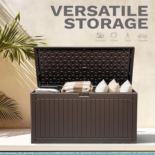 dwvo 320 gallon double-wall deck box with divider, close-up detail