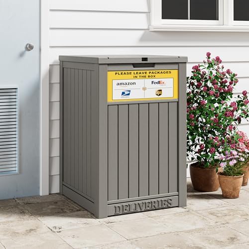package delivery box for outside, outdoor storage box shown in use