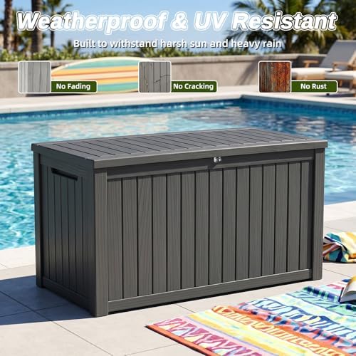 200 gallons outdoor storage deck box showing dimensions