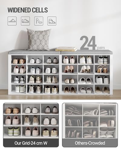 hzuaneri shoe storage bench with cushion, storage bench, side view
