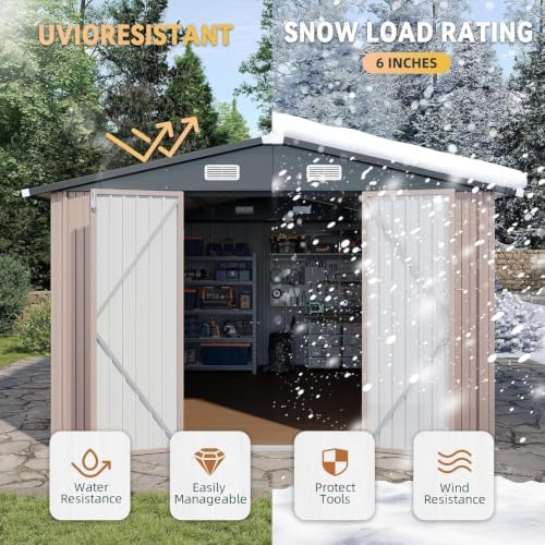 aoxun 10x12ft shed with floor galvanized steel outdoor, side view