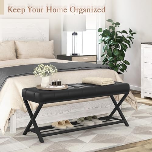 lue bona 44.5” end of bed bench with, close-up detail