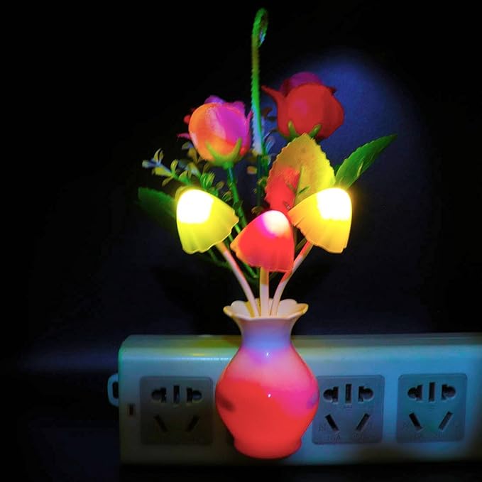 AUSAYE 4 Pack Plug in LED Night Light Sensor Light Rose Flower Decor, Energy - Image 5