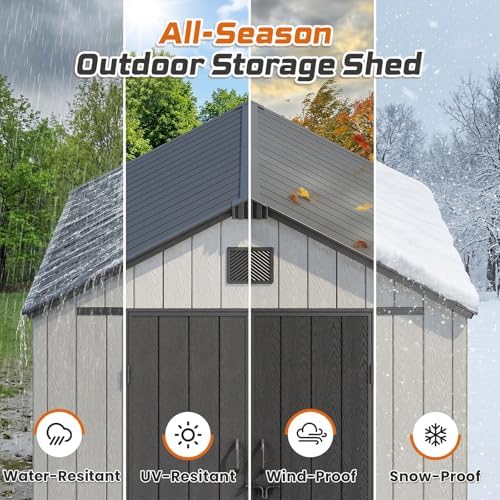 jocoevol heavy duty storage shed, 8x15ft resin outdoor, front angle view