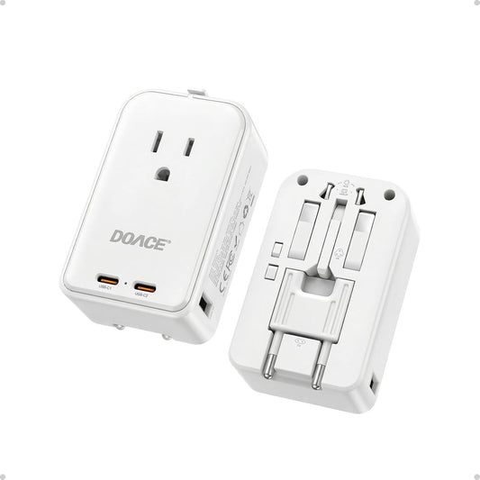 DOACE Pico 45W Universal Travel Adapter with 1 AC, 2 USB C & 2 USB A Ports | Ultra Thin International Power Adapter, Worldwide Travel Essentials for US to UK IT AU CN JP European travel plug adapter
