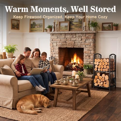 feed garden firewood rack log holder with 4-piece on a desk or shelf