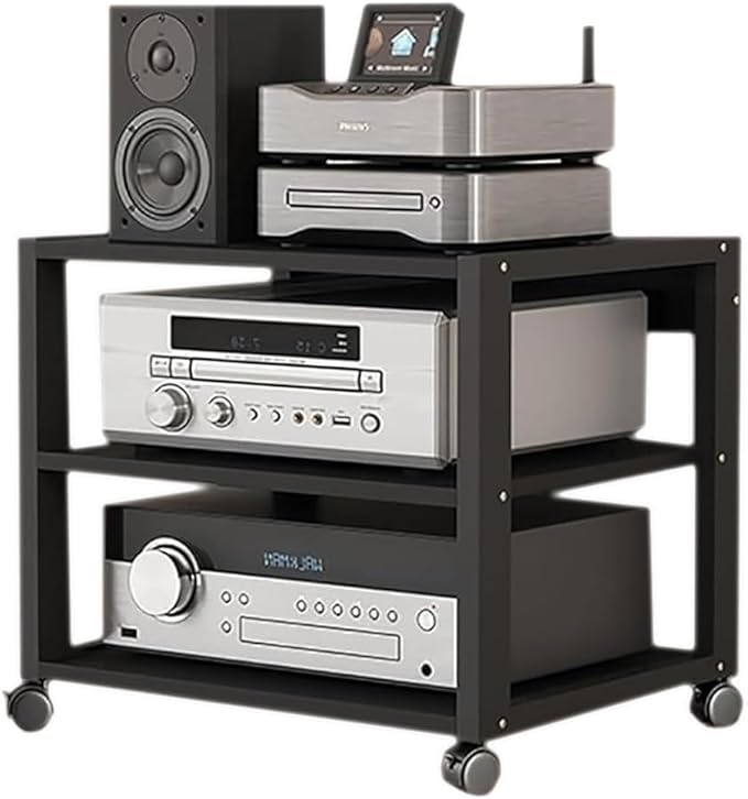 Dernoing 3 Tier Audio Rack Tower, CD Record Player Stereo Receiver AV Equipment - Image 8