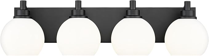 METWET Bathroom Light Fixtures, 4 Light Matte Black Vanity Light, 26 Inch by Metwet