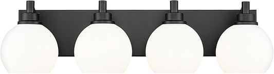 METWET Bathroom Light Fixtures, 4 Light Matte Black Vanity Light, 26 Inch by Metwet