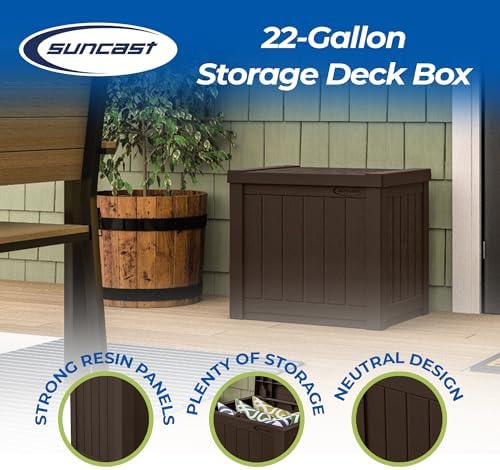 suncast 17 x 22 inch resin 22-gallon patio shown in use