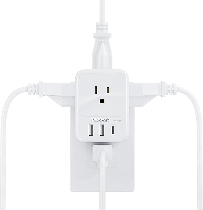 USB Charger Block, TESSAN Outlet Extender Surge Protector by TESSAN