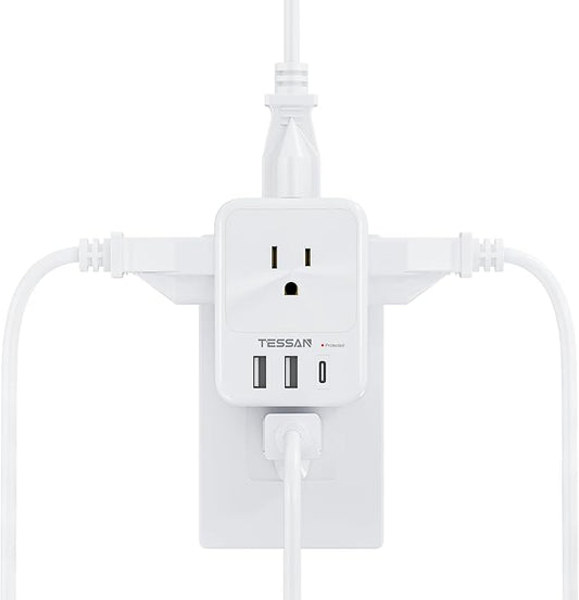 USB Charger Block, TESSAN Outlet Extender Surge Protector by TESSAN