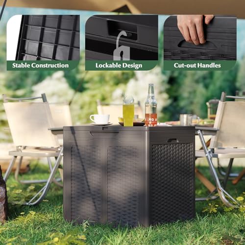 tangkula 39 gallon outdoor storage box with lockable, package contents
