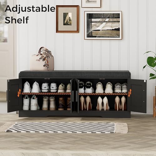homleke shoe storage bench, 4 doors & thickened, package contents