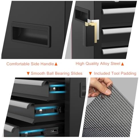 portable metal tool box with drawers, latches tool, package contents