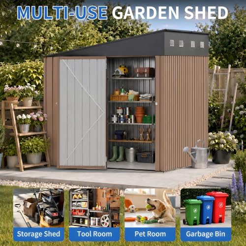 6x8 ft outdoor storage shed, metal garden shed, package contents