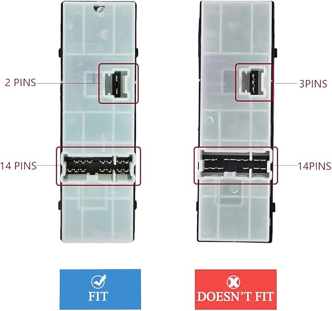 ZAPOSTS 2+14 Metal Pins.Master Power Window Switch Fit - Image 2