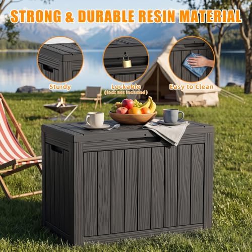 vixzen 55 gallon outdoor storage box waterproof, deck, close-up detail