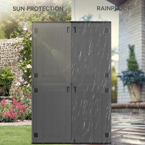 yitahome 60 cuft vertical outdoor storage shed w/o showing dimensions