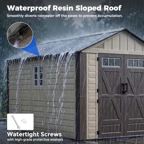 homshade 8x12 ft resin outdoor storage shed with, side view