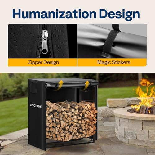 vivohome 3ft waterproof outdoor firewood log rack cover on a desk or shelf