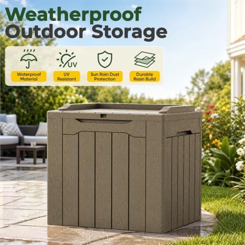 flamaker deck box 31 gallon waterproof resin small, package contents