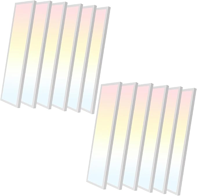 HOLDWILL 1X4 FT Led Flat Panel Light, 12 Pack 5CCT 3K/4K/4.5K/5.2K/6K Surface by HOLDWILL