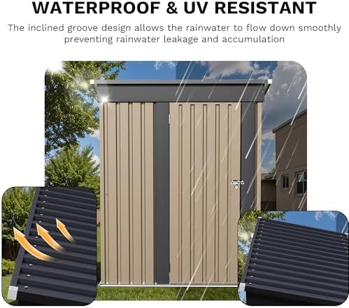 jummico metal outdoor storage shed 5 x 3 showing dimensions