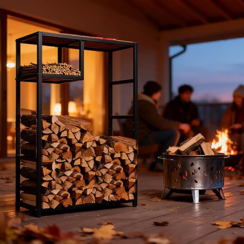 23x39in metal indoor firewood rack with kindling holder,ideal, package contents
