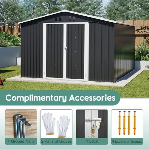 yopto 10x12 ft outdoor storage shed,metal shed w/updated, view 10