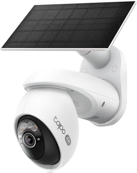 Tapo 4K Outdoor Camera Wireless, Battery Camera w/Solar Panel, 360° View by Tapo