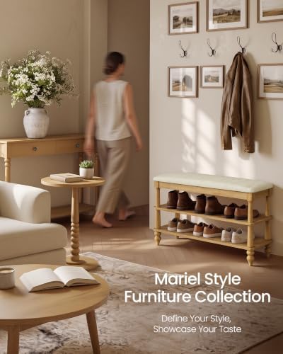 vasagle 2-tier shoe bench, wooden entryway bench, 31.5, side view