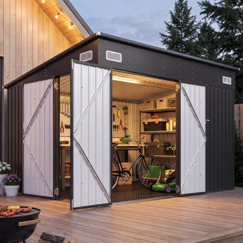 8'x10' lean to shed metal storage shed with shown in use
