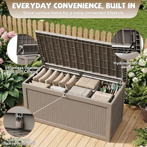easyup 350 gallon deck box outdoor storage box, close-up detail