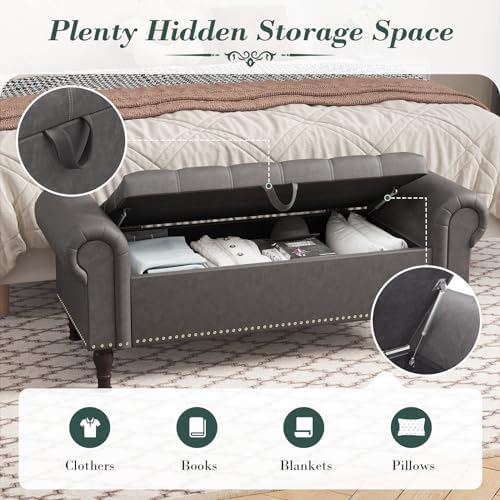 apicizon storage bench for bedroom, upholstered end of on a desk or shelf