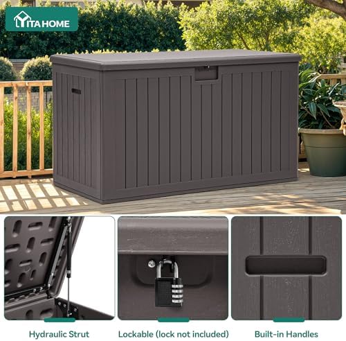yitahome 220 gallon double-wall deck box with divider, side view